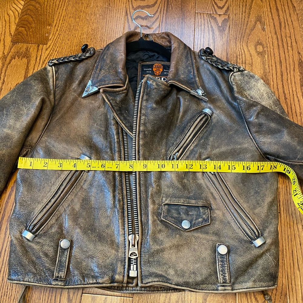 Vintage Chevignon Brown Genuine Leather Distressed Indie Biker Jacket Women S - Picture 13 of 16